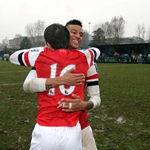 Celebrating Victory: Angha and Lipman of Arsenal U19 after Winning the NextGen Series Match against Inter Milan U19