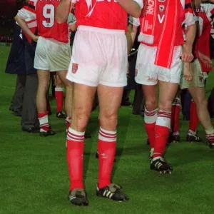 David O Leary (Arsenal) holds the FA Cup Trophy. Arsenal v Sheffield Wednesday