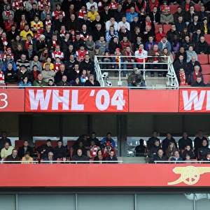 Fans banners in the stadium. Arsenal 2: 0 Wolverhampton Wanderers. Barclays Premier League
