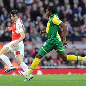 Gabriel Stands Firm: Arsenal's Defender Fends Off Norwich's Mbokani