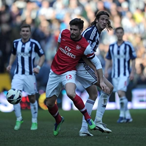 Giroud vs. Olsson: Intense Tussle in West Bromwich Albion vs. Arsenal Premier League Clash