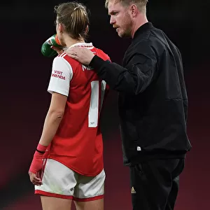 Jonas Eidevall Coaches Vivianne Miedema in Arsenal Women's UEFA Champions League Match