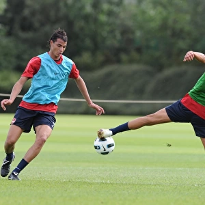 Marouane Chamakh and Kieran Gibbs (Arsenal). Arsenal Training Ground, London Colney