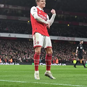 Martin Odegaard Scores the Third Goal: Arsenal FC vs Everton FC, Premier League 2022-23