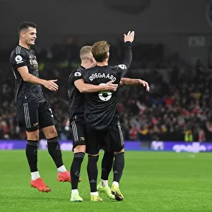 Martin Odegaard and Teammates Celebrate Arsenal's Goals Against Brighton & Hove Albion (December 2022)