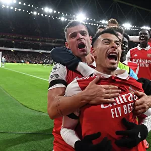 Martinelli and Xhaka Celebrate Arsenal's Victory over West Ham United (2022-23)
