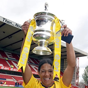 Mary Philip with the FA Cup: Arsenal Ladies Glory over Charlton Athletic