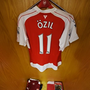 Mesut Ozil's Arsenal Changing Room Shirt before Arsenal vs. Watford (2015-16)