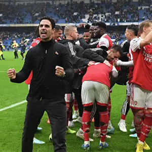 Mikel Arteta Celebrates Arsenal's Win Against Chelsea in the Premier League, London 2022