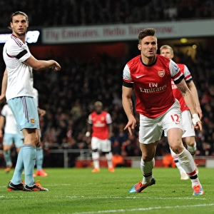 Olivier Giroud celebrates scoring his goal for Arsenal. Arsenal 3: 1 West Ham United