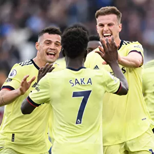 Rousing Moment: Holding and Xhaka Celebrate Arsenal's Goal Against West Ham United (May 2022)