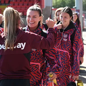 Steph Catley of Arsenal Prepares for West Ham United Women Clash in FA WSL (2021-22)