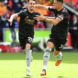 Triumphant Moment: Fabio Vieira and Granit Xhaka Celebrate Arsenal's Goals Against Brentford (2022-23)
