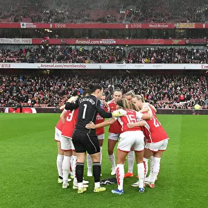 United in Focus: The Huddle - Arsenal Women vs. Chelsea Women's Super League Showdown at Emirates Stadium (2023-24)