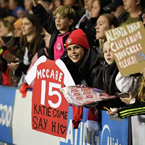 Young Arsenal Fans Celebrate with Katie McCabe after FA Women's Continental Tyres League Cup Match