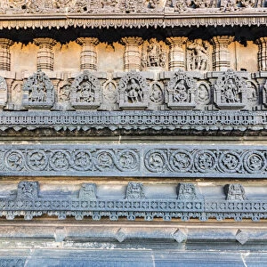 Stone carvings at the Chennakesava Temple at Belur in Karnataka, India