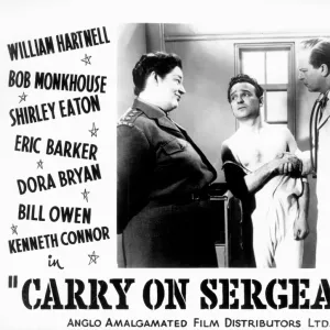 A lobby card for Carry On Sergeant (1958)