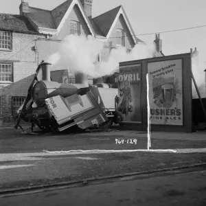 The thunderbolt crashes through advertising boards