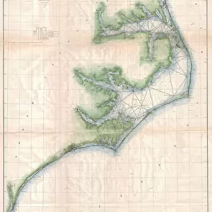 1875 U.S. Coast Survey Chart Or Map Of The Carolina Coast