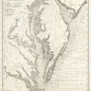 1893 U.S. Coast Survey Nautical Chart Or Map Of The Chesapeake Bay And Delaware Bay