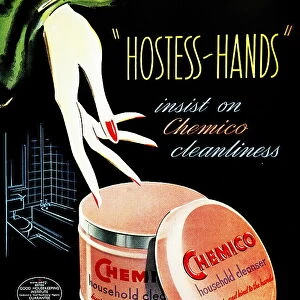 Advertisement for Chemico'bathroom and kitchen tile and ceramics cleaner, for domestic use. 1948