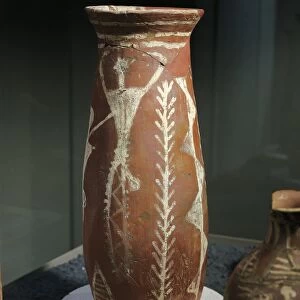 Ancient Egyptian decorated clay bottle, Predynastic Period