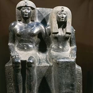 Ancient Egyptian granite statue of Thutmose IV and mother Tio, from Karnak, Egypt, New Kingdom, XVIII Dynasty