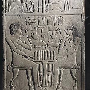 Ancient Egyptian limestone false door stele of Iry and Inet, Old Kingdom, IV Dynasty