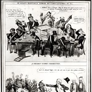 Anti-Trades Union cartoon showing a meeting of a Trades Union Committee, top