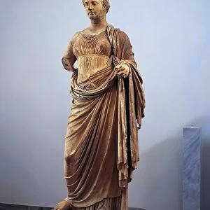Attica, Rhamnous, Temple of Nemesis, Hellenistic marble statue of Themis portrayed as goddess of Justice, signed by Chairestratos