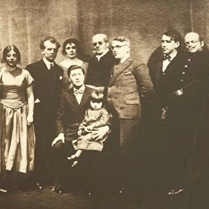 Austrai, Vienna, Alban Berg (1885-1935) souvenir picture with performers of Wozzek premiere at Oldenburg, 1929