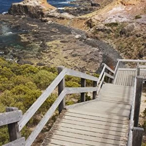 Australia, Victoria, Mornington Peninsula, Cape Schanck, boardwalk leading down to rugged coastline