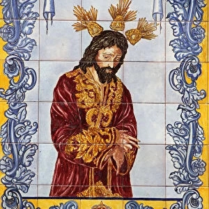 Azulejo mosaic panel on Plaza of San Francisco