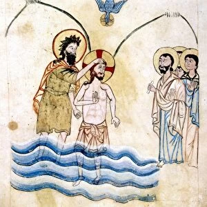 Baptism of Jesus by St John the Baptist. After Armenian Evangelistery (1319-20). Calligraphy