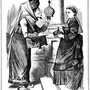 Benjamin Disraeli offering the crown of India to Queen Victoria. She was proclaimed