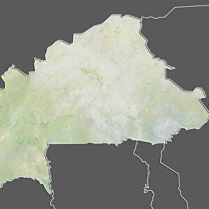 Burkina Faso, Relief Map With Border and Mask