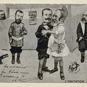 Caricature of European States: Wilhelm II, Tsar Nicholas II, Victor Emmanuel III, French President Loubert and Edward VII of England