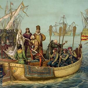 Christopher Columbus (c1451-1506) taking leave of Isabella of Castile and Ferdinand