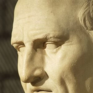 Close up of marble face of Marcus Tullius Cicero, Roman civilization, 1st century b. c. - 1st century a. d