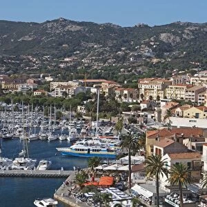 Corsica, Calvi, view of harbour and town