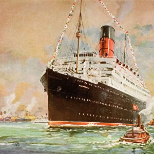 Cunard Line promotional brochure for the "Franconia"circa 1926-1930. The ship at sea