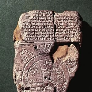 Cuneiform map of the world with Babylon in the center, text describes the conquests of King Sargon of Akkad (also known as Sargon the Great, 24th-23rd century B. C. )