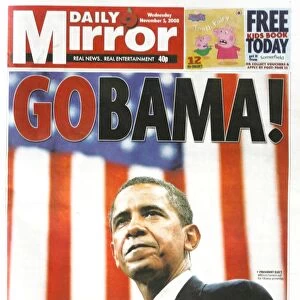 Daily Mirror (English newspaper) headline on election of Barak Obama as President in 2008
