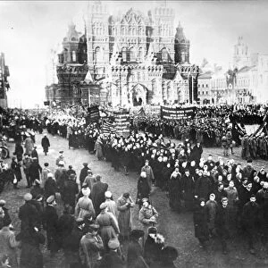 A demostration in red square in moscow on november 7, 1920