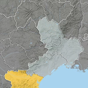 Departement of Pyrenees-Orientales, France, Relief Map