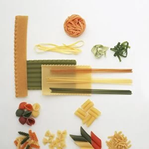Dried pasta in various shapes and sizes