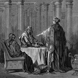 Esther (c450 BC) before her husband King Ahasuerus (Xerxes Ija) of Persia denouncing
