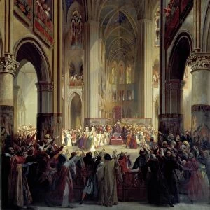 Etats Generaux de Paris assembled in Paris cathedral, 1328 with Philip of Valois