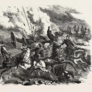 Explosion of Russian artillery. The Crimean War, 1855, Engraving