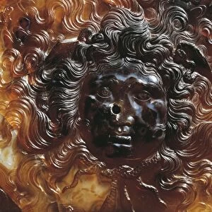 Farnese Cup, sardonyx agate phiale (libation plate) of Hellenistic period, detail with decoration portraying Gorgon, Roman civilization